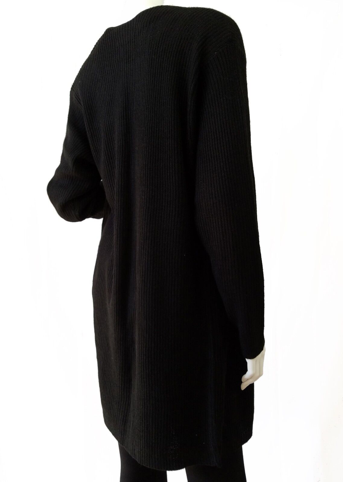 Open Front Knit Cardigan Long Sweater Knitting Coat Jacket Knitted Ribbed
