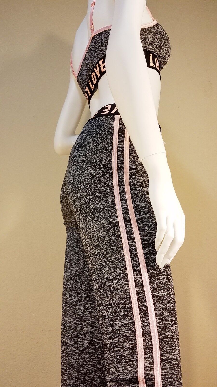 Active Wear Set X-Front Bralette Double Side Stripe Pants Yoga Leggings Workout