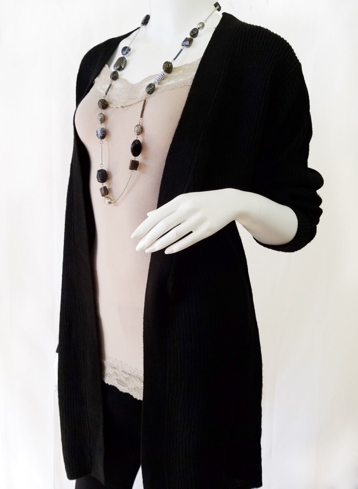 Open Front Knit Cardigan Long Sweater Knitting Coat Jacket Knitted Ribbed