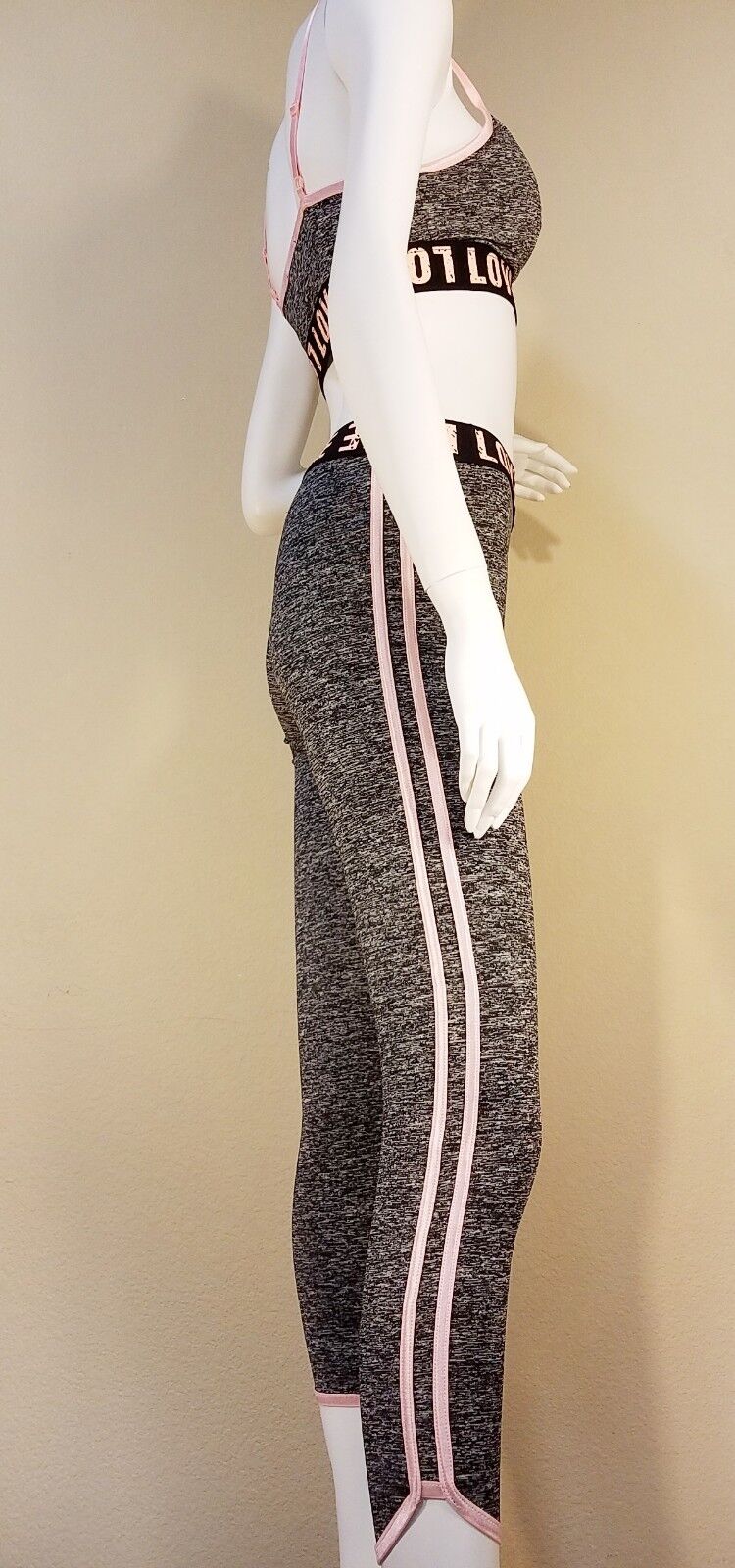 Active Wear Set X-Front Bralette Double Side Stripe Pants Yoga Leggings Workout