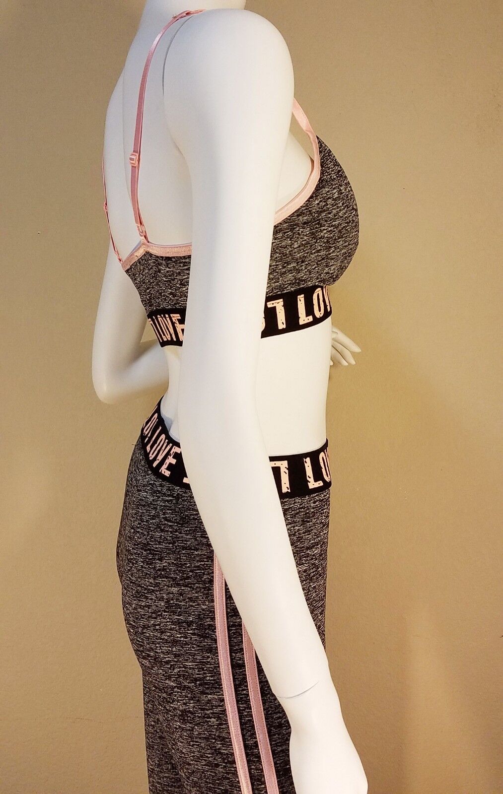 Active Wear Set X-Front Bralette Double Side Stripe Pants Yoga Leggings Workout