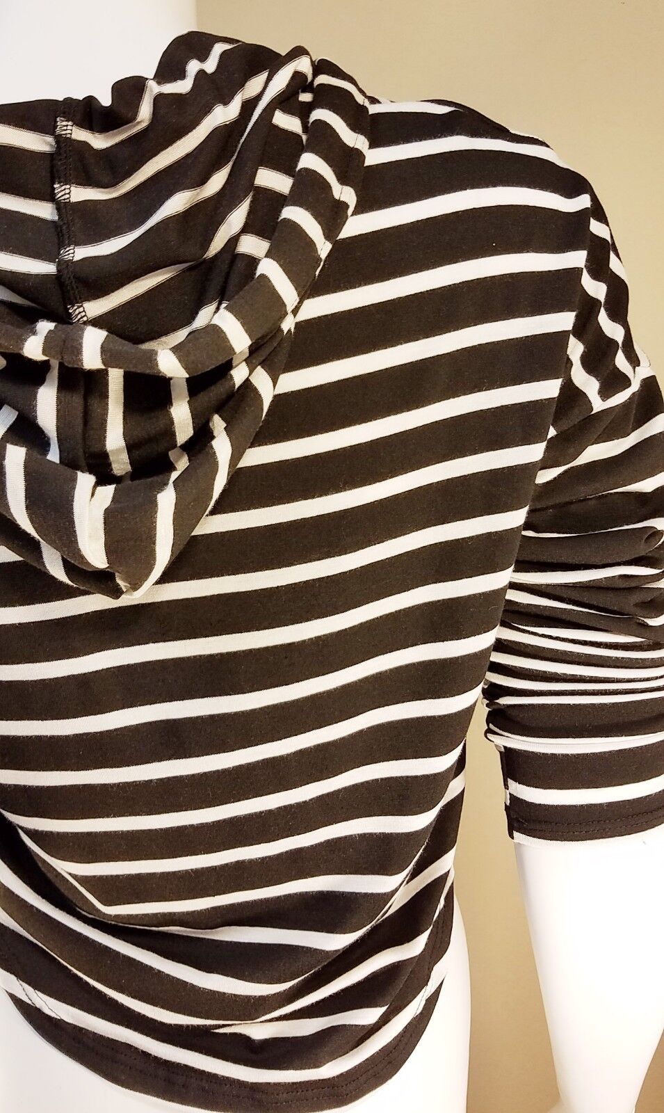 Women Stripe Hoodie Short Sweatshirt Sports Pullover Sweater Mint/Black