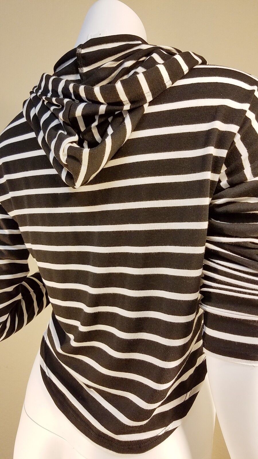 Women Stripe Hoodie Short Sweatshirt Sports Pullover Sweater Mint/Black