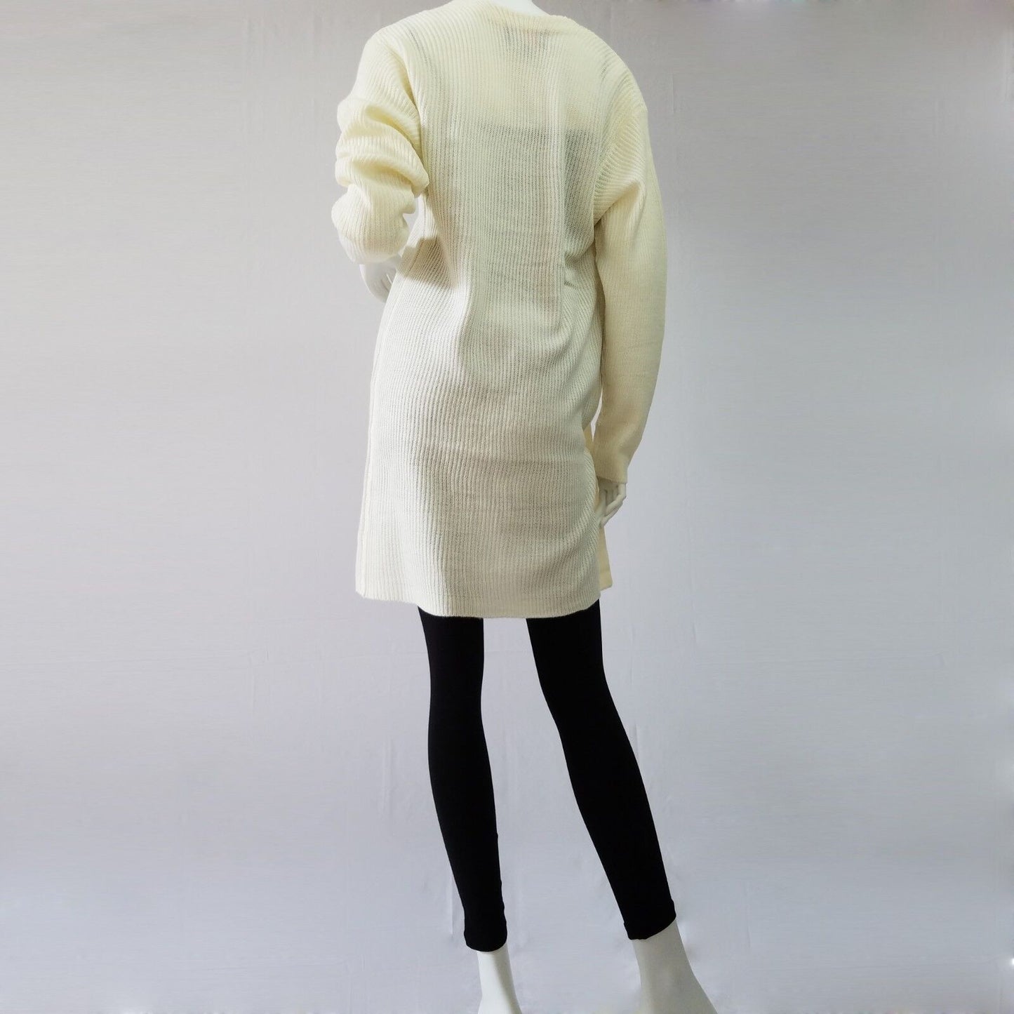 Open Front Knit Cardigan Long Sweater Knitting Coat Jacket Knitted Ribbed