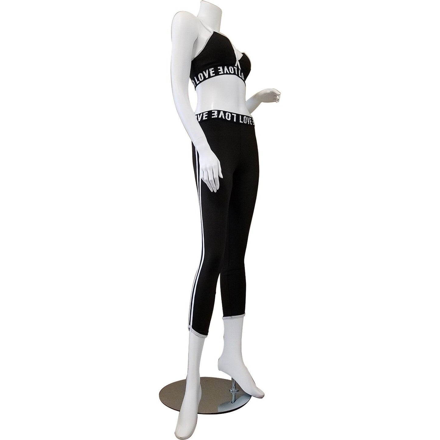 Active Wear Set X-Front Bralette Double Side Stripe Pants Yoga Leggings Workout