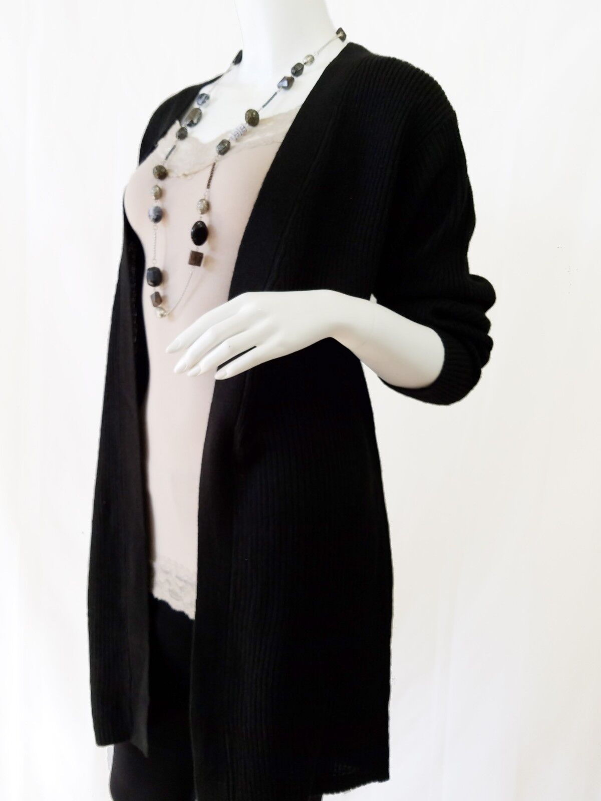 Open Front Knit Cardigan Long Sweater Knitting Coat Jacket Knitted Ribbed