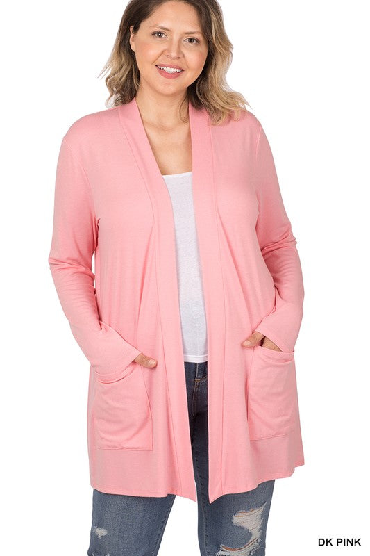 PLUS SLOUCHY POCKET OPEN CARDIGAN