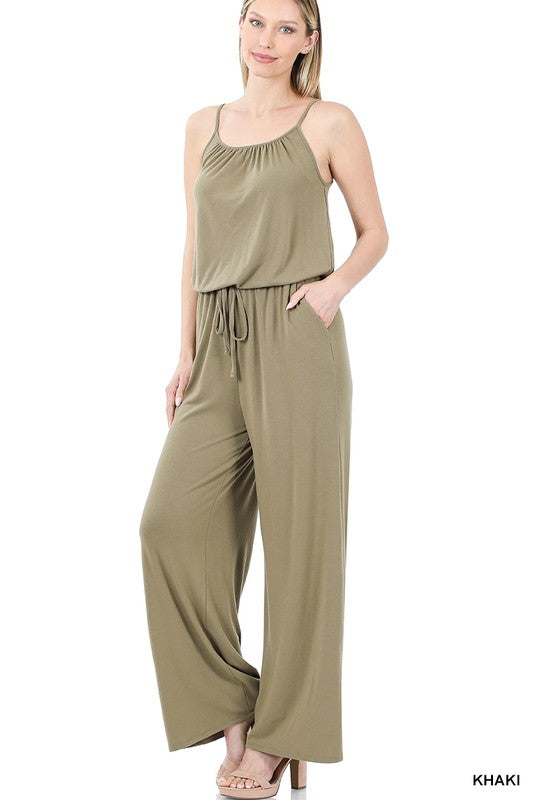 SPAGHETTI STRAP JUMPSUIT WITH POCKET