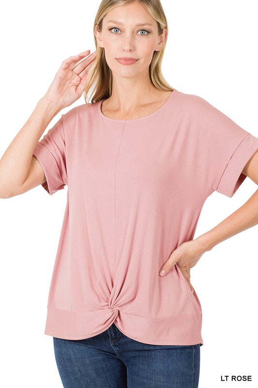 RAYON SPAN CREPE KNOT-FRONT TOP