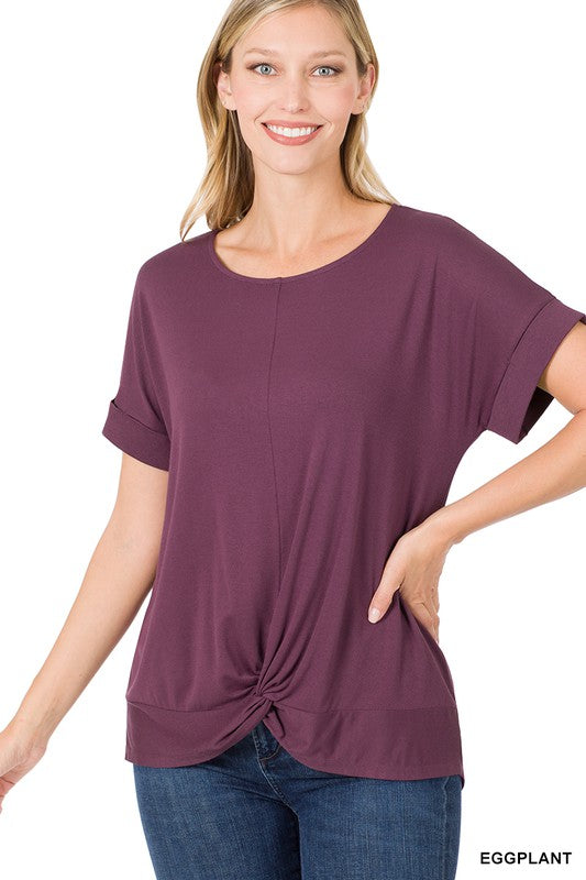 RAYON SPAN CREPE KNOT-FRONT TOP