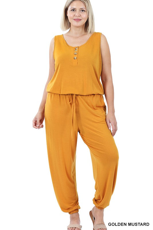 PLUS SLEEVELESS JOGGER JUMPSUIT