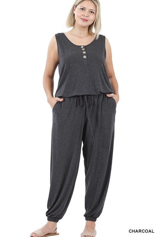 PLUS SLEEVELESS JOGGER JUMPSUIT