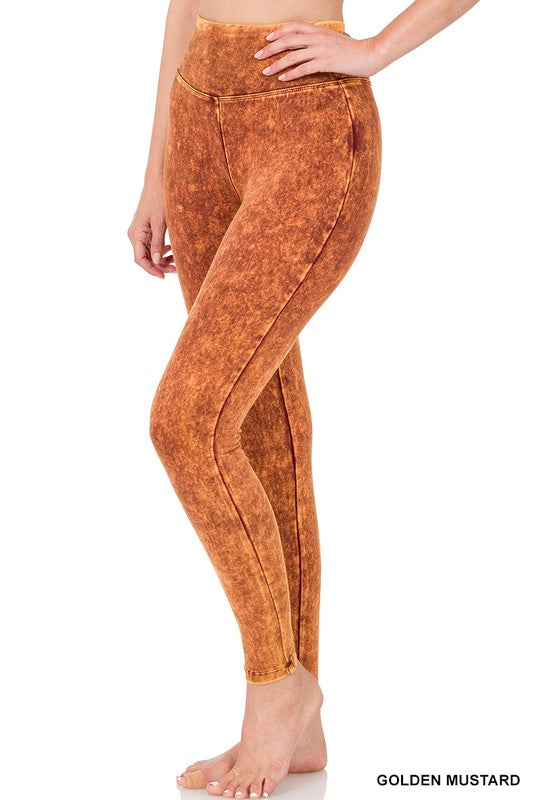 MINERAL WASHED WIDE WAISTBAND YOGA LEGGINGS