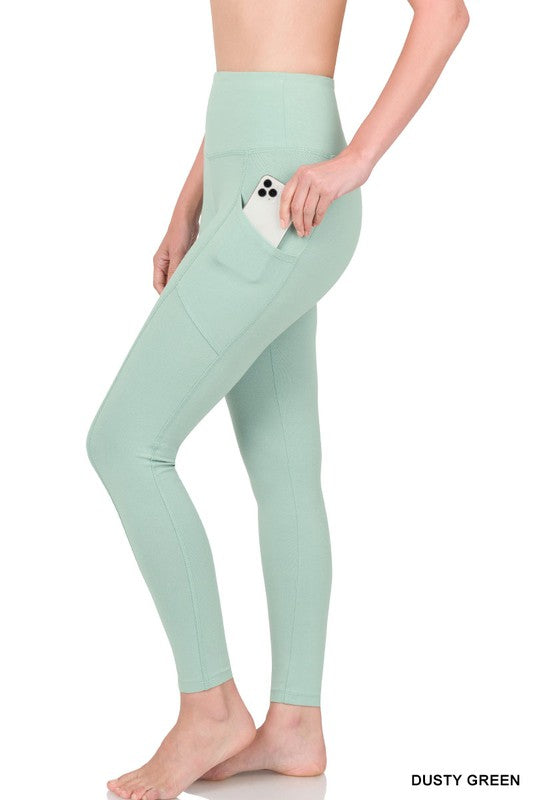 BETTER COTTON WIDE WAISTBAND POCKET LEGGINGS