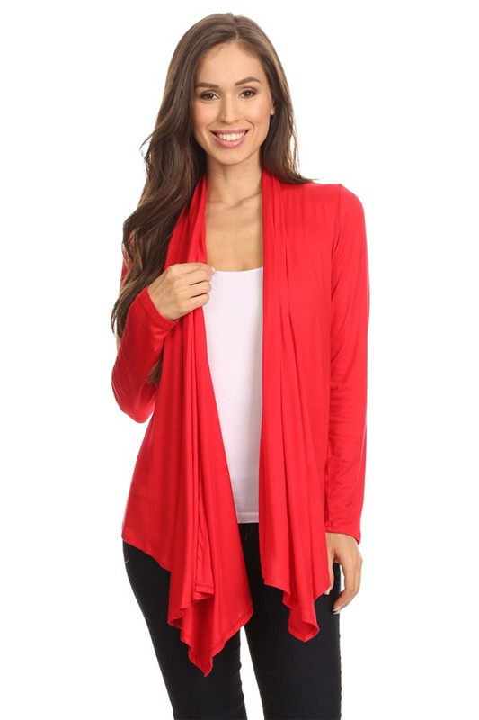 Solid Waist length cardigan in a loose fit