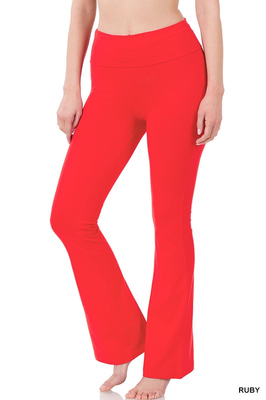 PREMIUM COTTON FOLD OVER YOGA FLARE PANTS