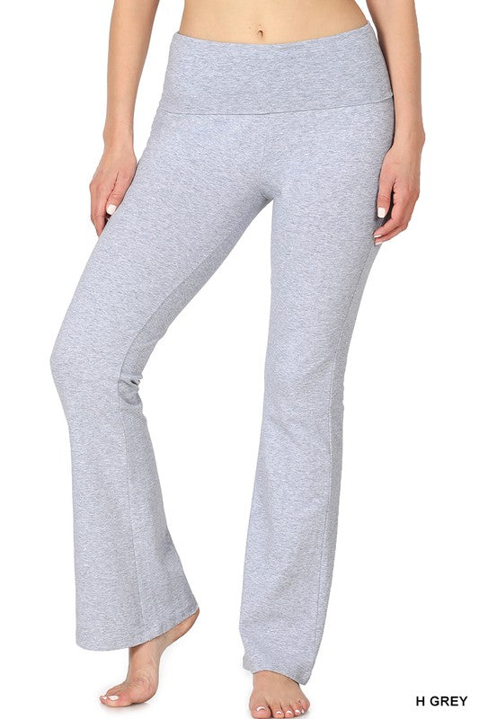 PREMIUM COTTON FOLD OVER YOGA FLARE PANTS