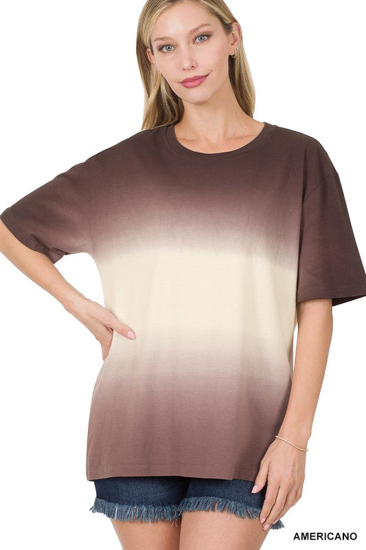 DIP DYE SHORT SLEEVE ROUND NECK TOP