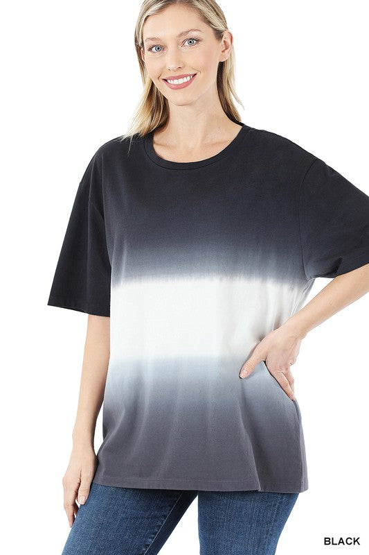 DIP DYE SHORT SLEEVE ROUND NECK TOP