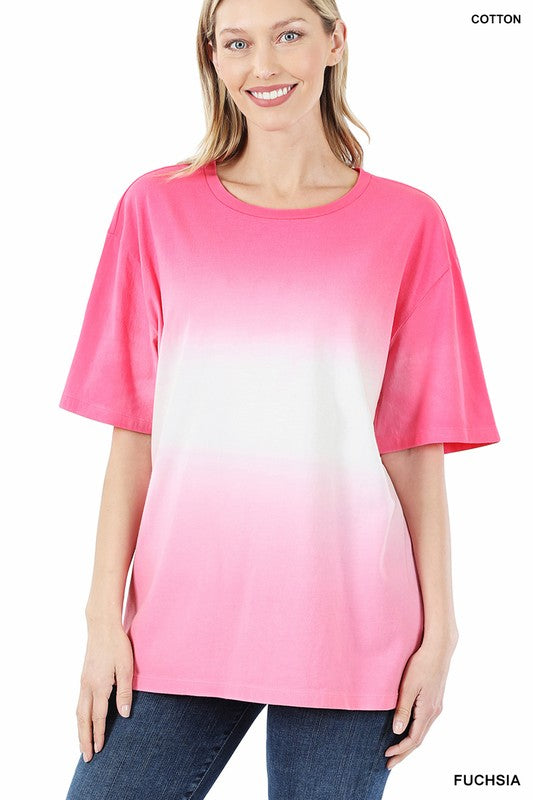 DIP DYE SHORT SLEEVE ROUND NECK TOP