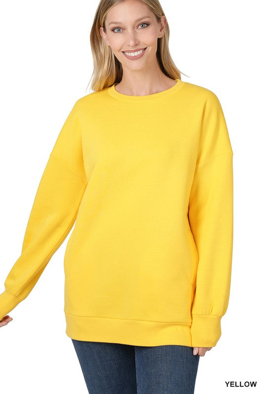 LONG SLEEVE ROUND NECK SWEATSHIRT SIDE POCKETS