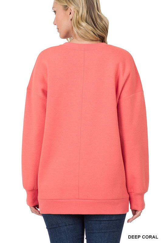 LONG SLEEVE ROUND NECK SWEATSHIRT SIDE POCKETS