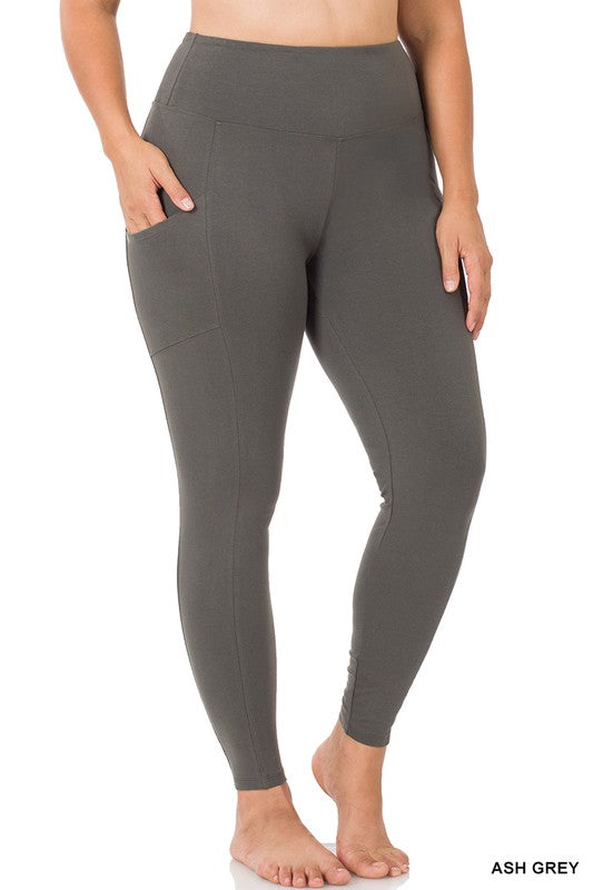 PLUS BETTER COTTON WIDE WAISTBAND POCKET LEGGINGS