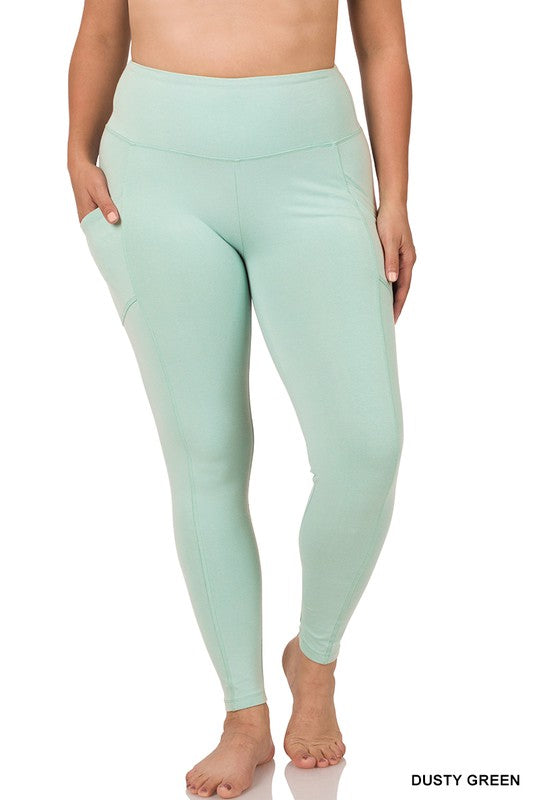 PLUS BETTER COTTON WIDE WAISTBAND POCKET LEGGINGS