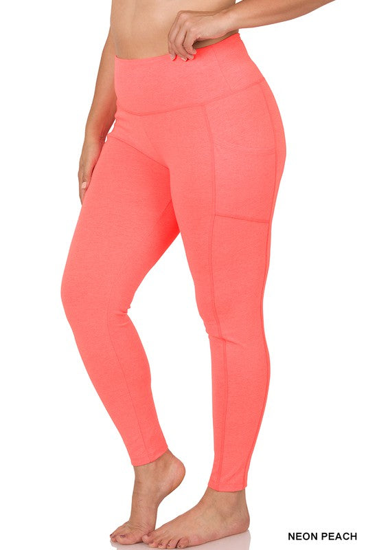 PLUS BETTER COTTON WIDE WAISTBAND POCKET LEGGINGS