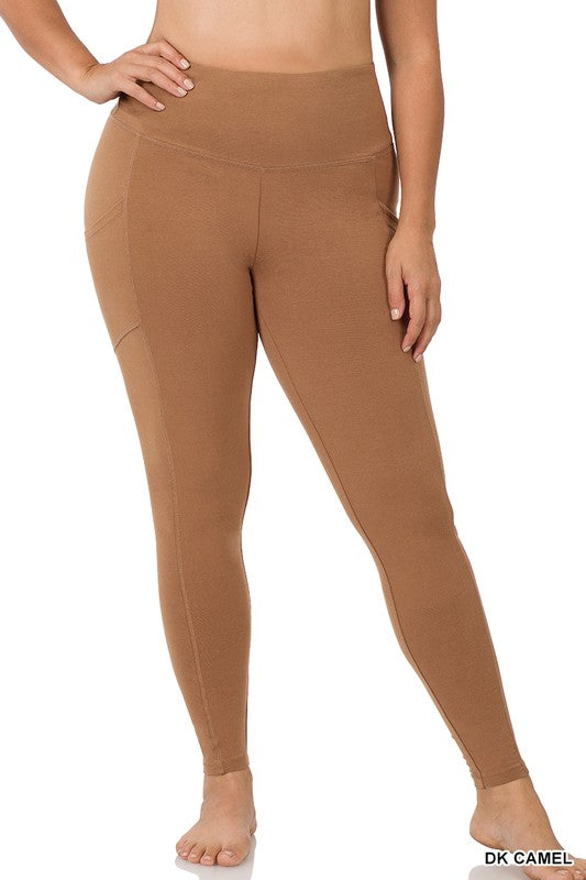 PLUS BETTER COTTON WIDE WAISTBAND POCKET LEGGINGS