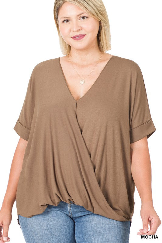 PLUS RAYON SPAN CREPE LAYERED-LOOK TOP