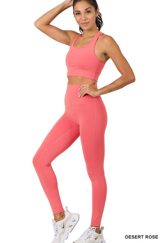 ATHLETIC RACERBACK TANK TOP & LEGGINGS SET