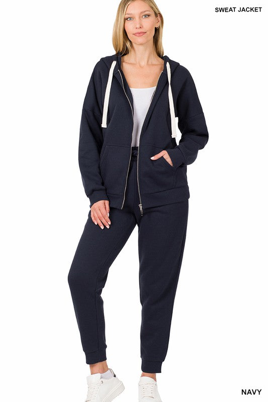 ZIPPER HOODIE SWEAT JACKET & SWEAT PANTS SET