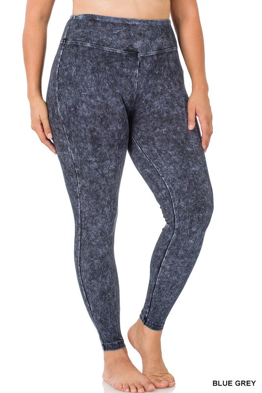 PLUS MINERAL WASHED WIDE WAISTBAND YOGA LEGGINGS