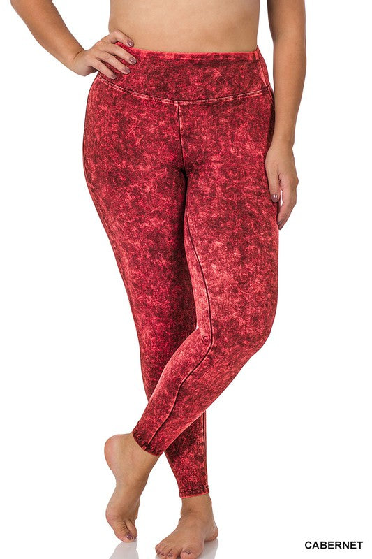 PLUS MINERAL WASHED WIDE WAISTBAND YOGA LEGGINGS