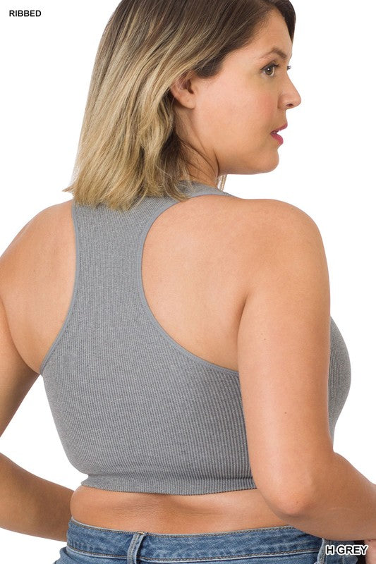 PLUS RIBBED CROPPED RACERBACK TANK TOP