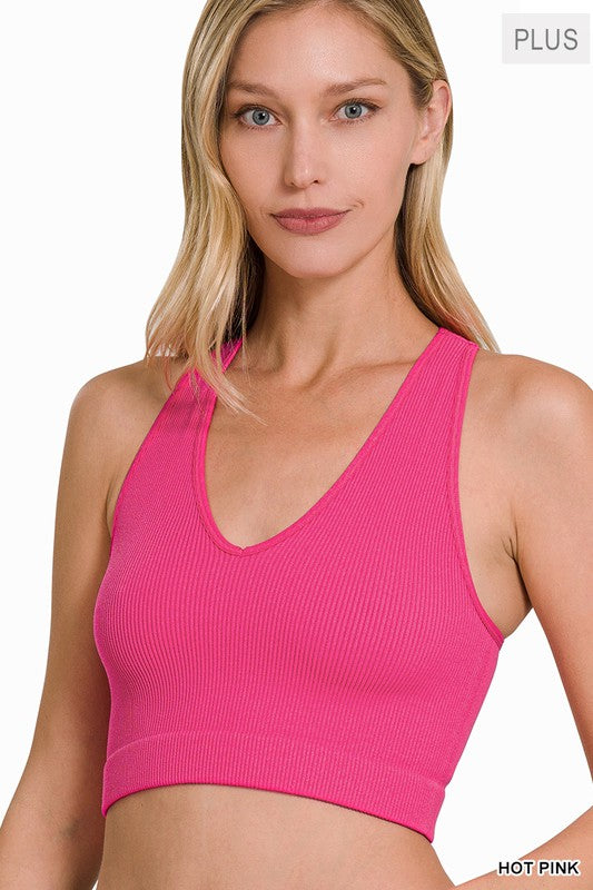 PLUS RIBBED CROPPED RACERBACK TANK TOP