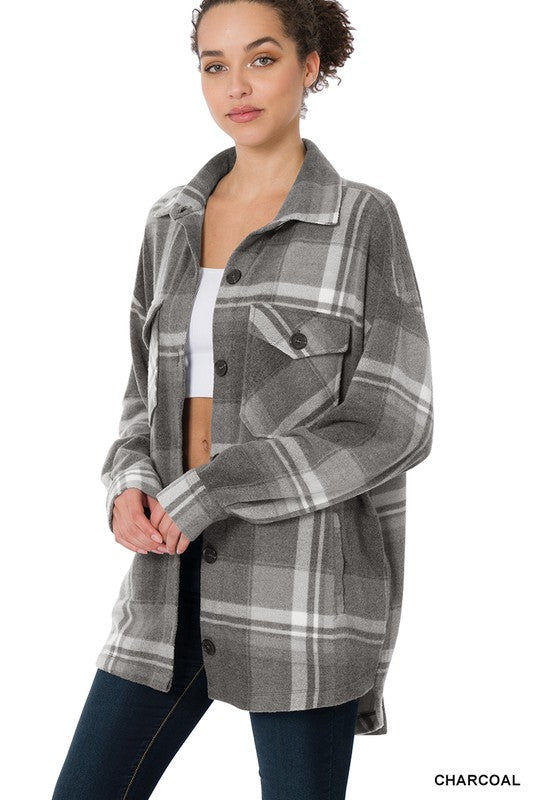 PLAID SHACKET WITH POCKETS