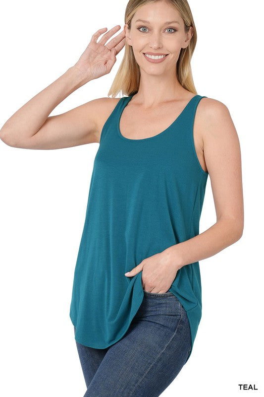 SLEEVELESS ROUND NECK ROUND HEM TOP