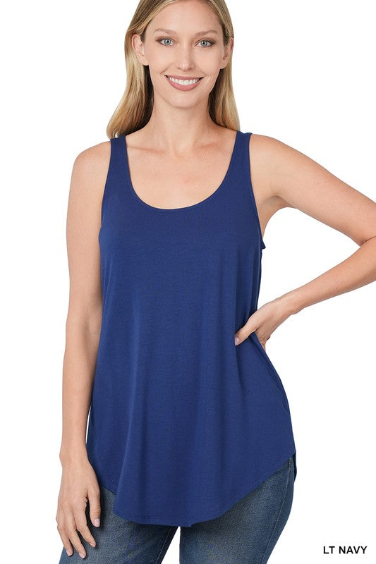 SLEEVELESS ROUND NECK ROUND HEM TOP