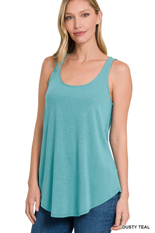 SLEEVELESS ROUND NECK ROUND HEM TOP