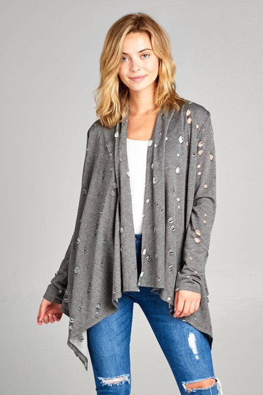 DISTRESSED CASCADE CARDIGAN