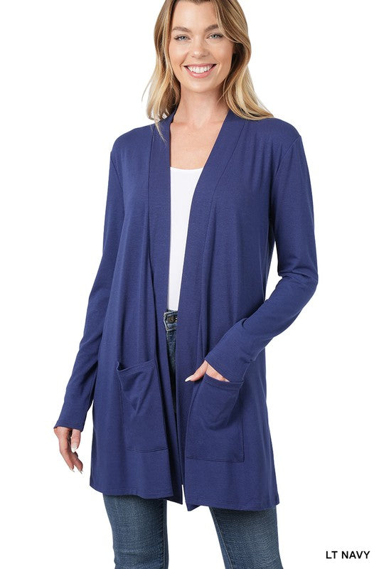 SLOUCHY POCKET OPEN CARDIGAN