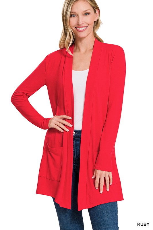 SLOUCHY POCKET OPEN CARDIGAN