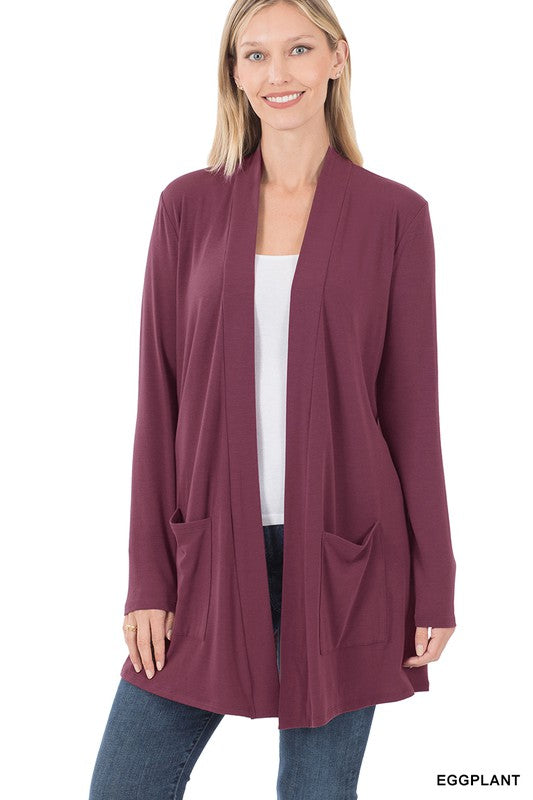 SLOUCHY POCKET OPEN CARDIGAN