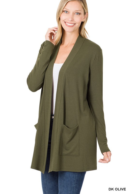 SLOUCHY POCKET OPEN CARDIGAN