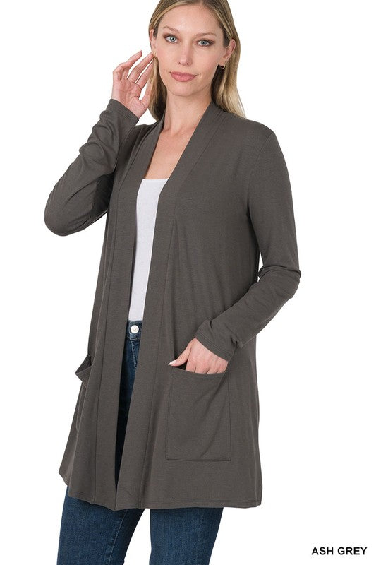 SLOUCHY POCKET OPEN CARDIGAN