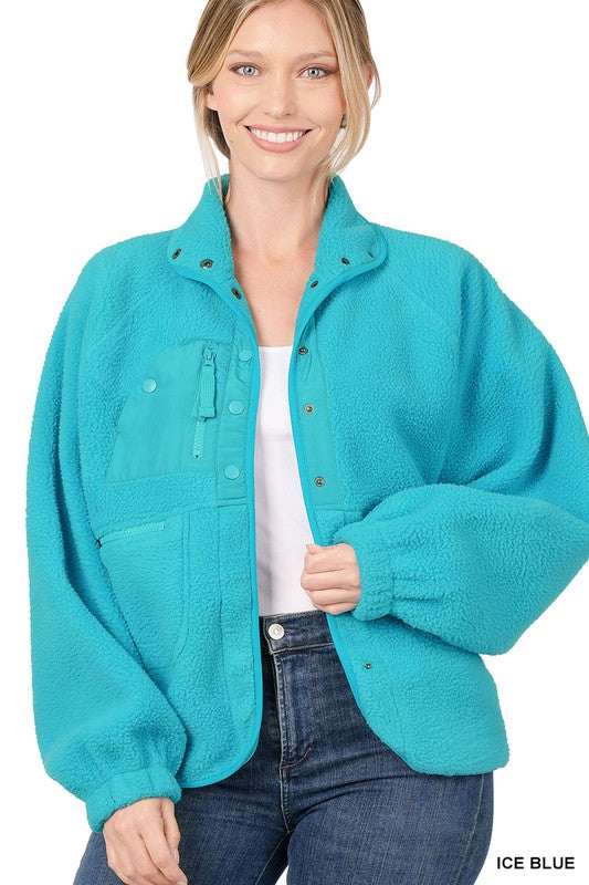 SNAP BUTTON FLEECE JACKET