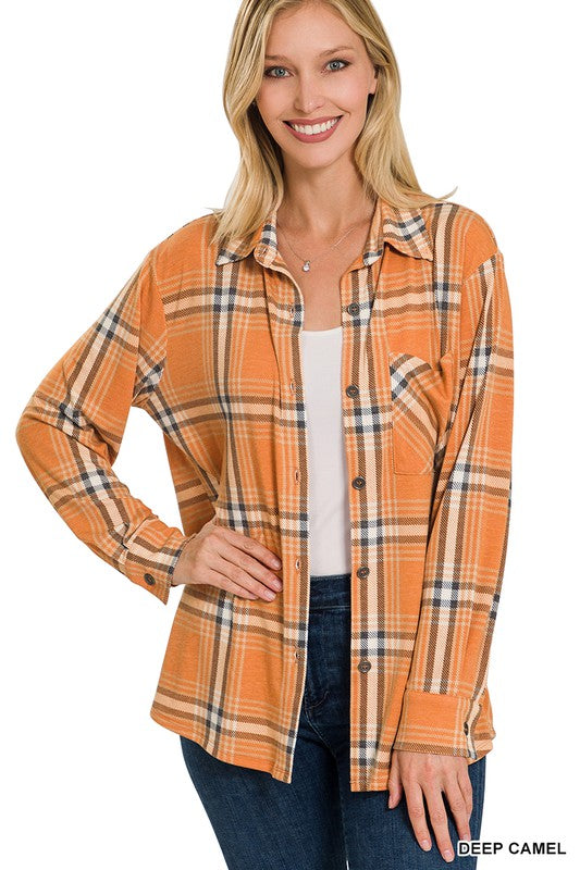 PLAID SHACKET WITH FRONT POCKET