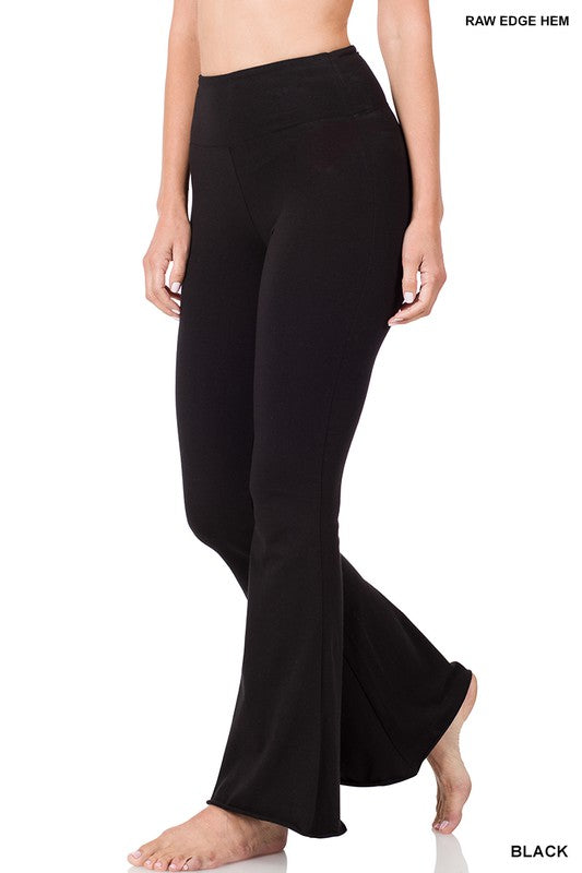 RAW EDGE HEM FLARE YOGA PANTS